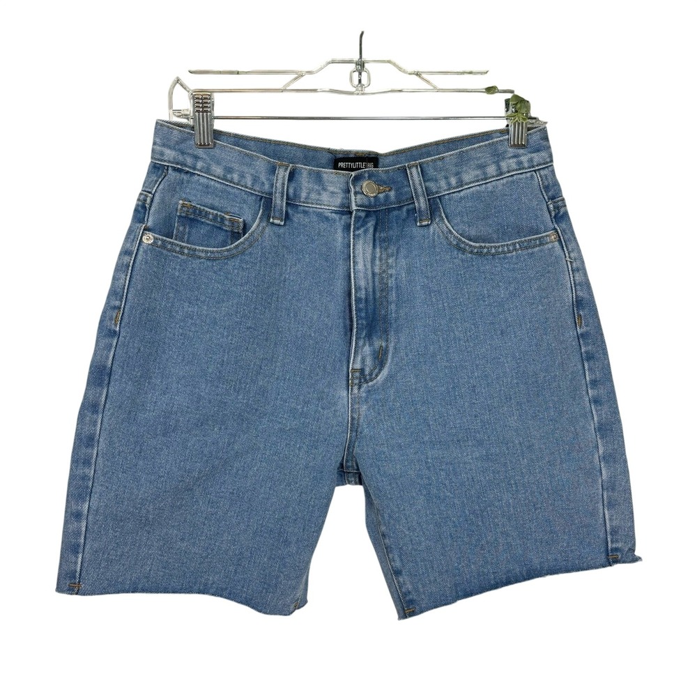 PrettyLittleThing Longline Denim Shorts Women Size 4 High Waist Summer Casual